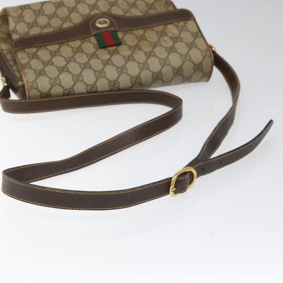 GUCCI GG Supreme Web Sherry Line Shoulder Bag Pvc Beige Red Green - Picture 7 of 16